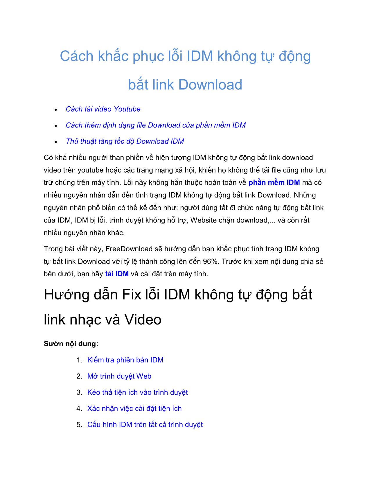 Tài liệu Cách khắc phục lỗi IDM không tự động bắt link Download trang 1