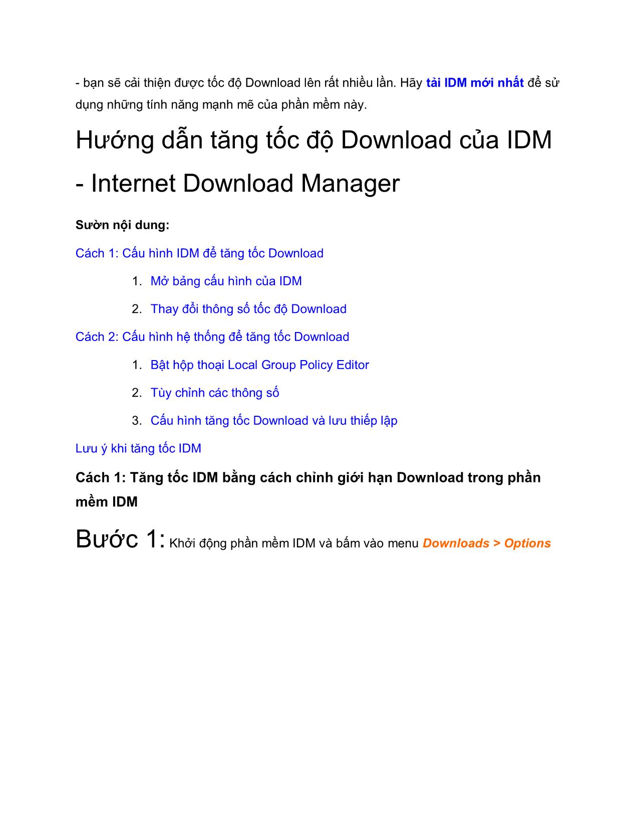 Tài liệu Cách tăng tốc độ Download IDM Internet Download Manager trang 2