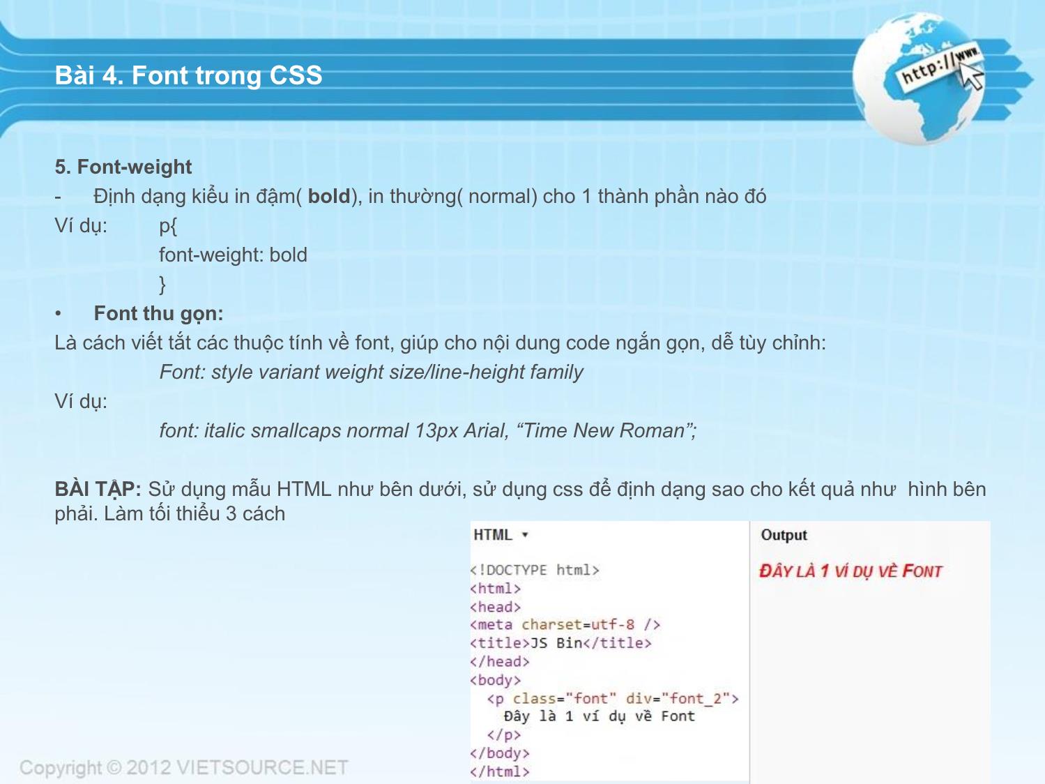 Bài giảng CSS - Bài 4: Font trong CSS trang 2