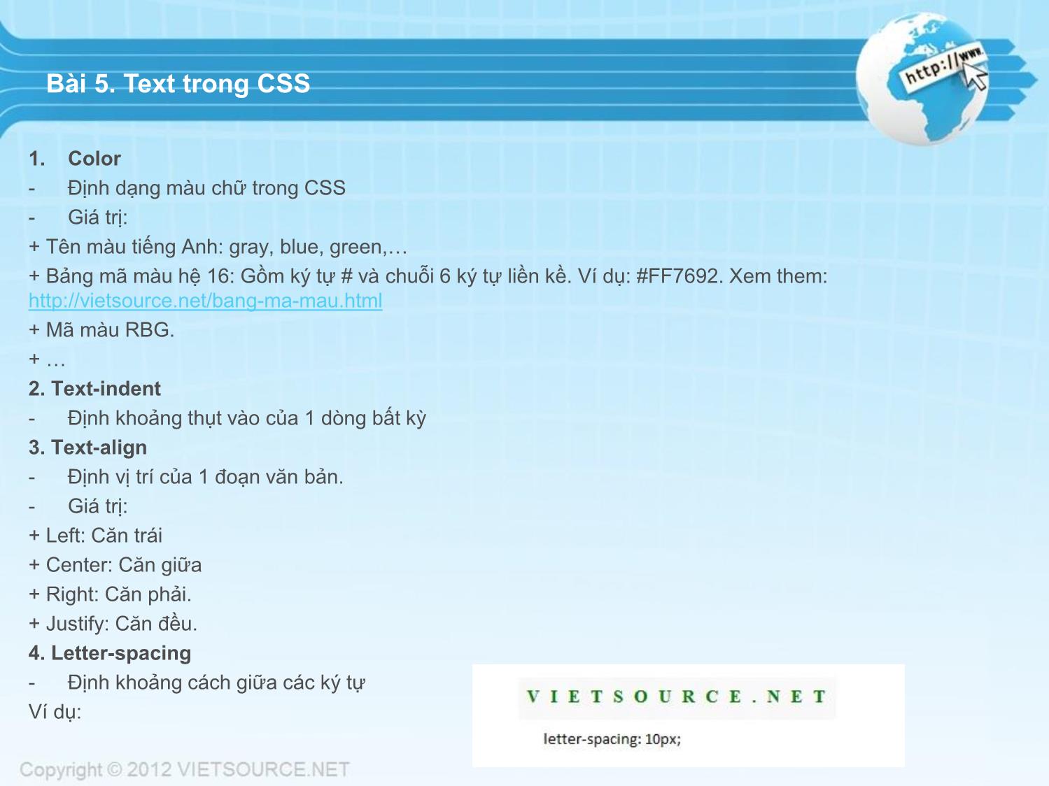 Bài giảng CSS - Bài 5: Text trong CSS trang 1