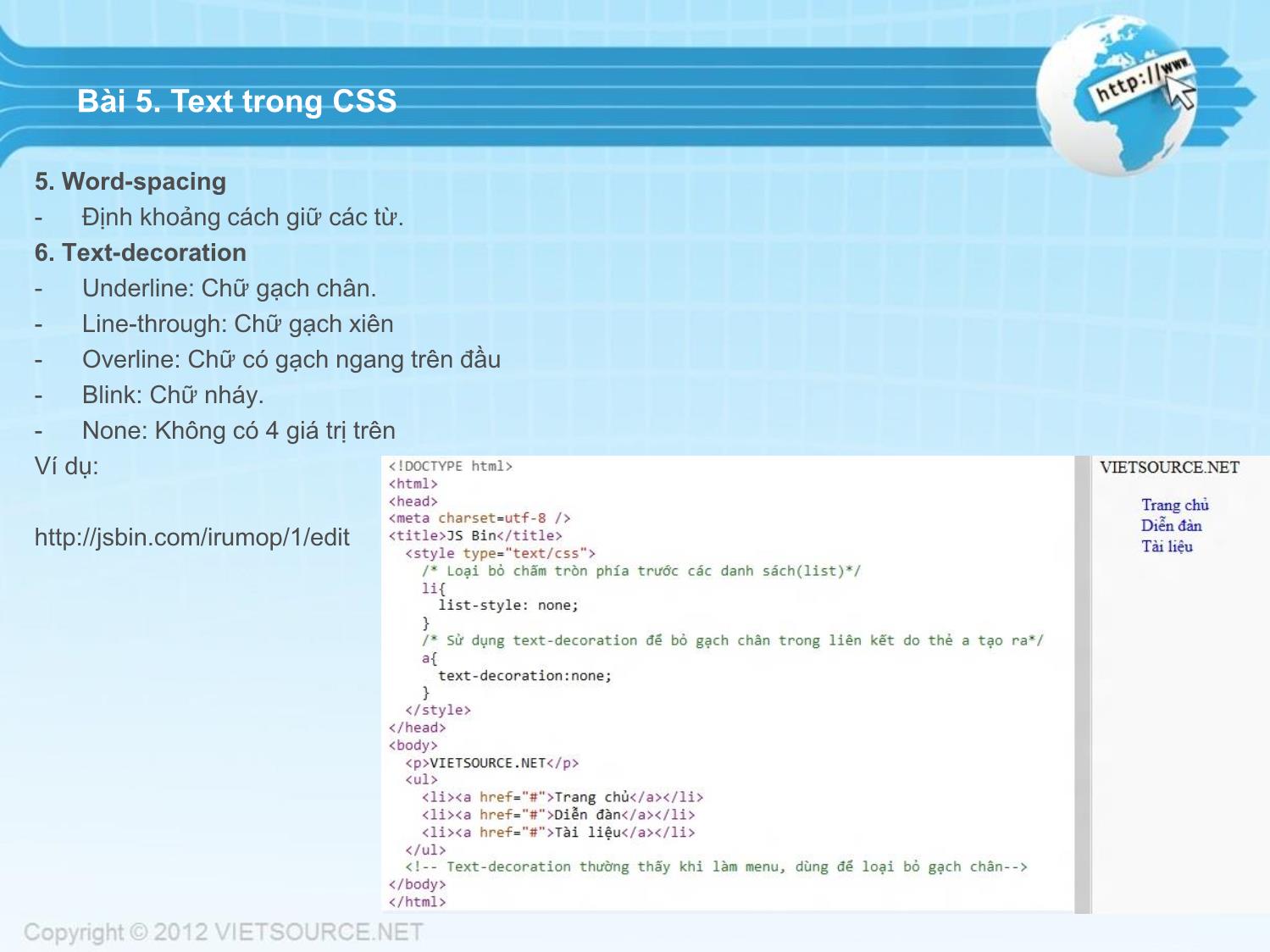 Bài giảng CSS - Bài 5: Text trong CSS trang 2