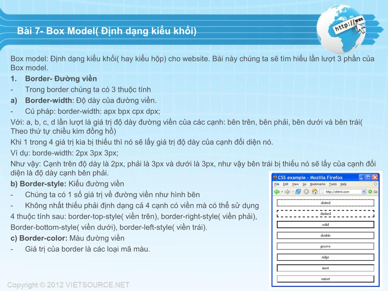 Bài giảng CSS - Bài 7: Box Model (Định dạng kiểu khối) trang 1