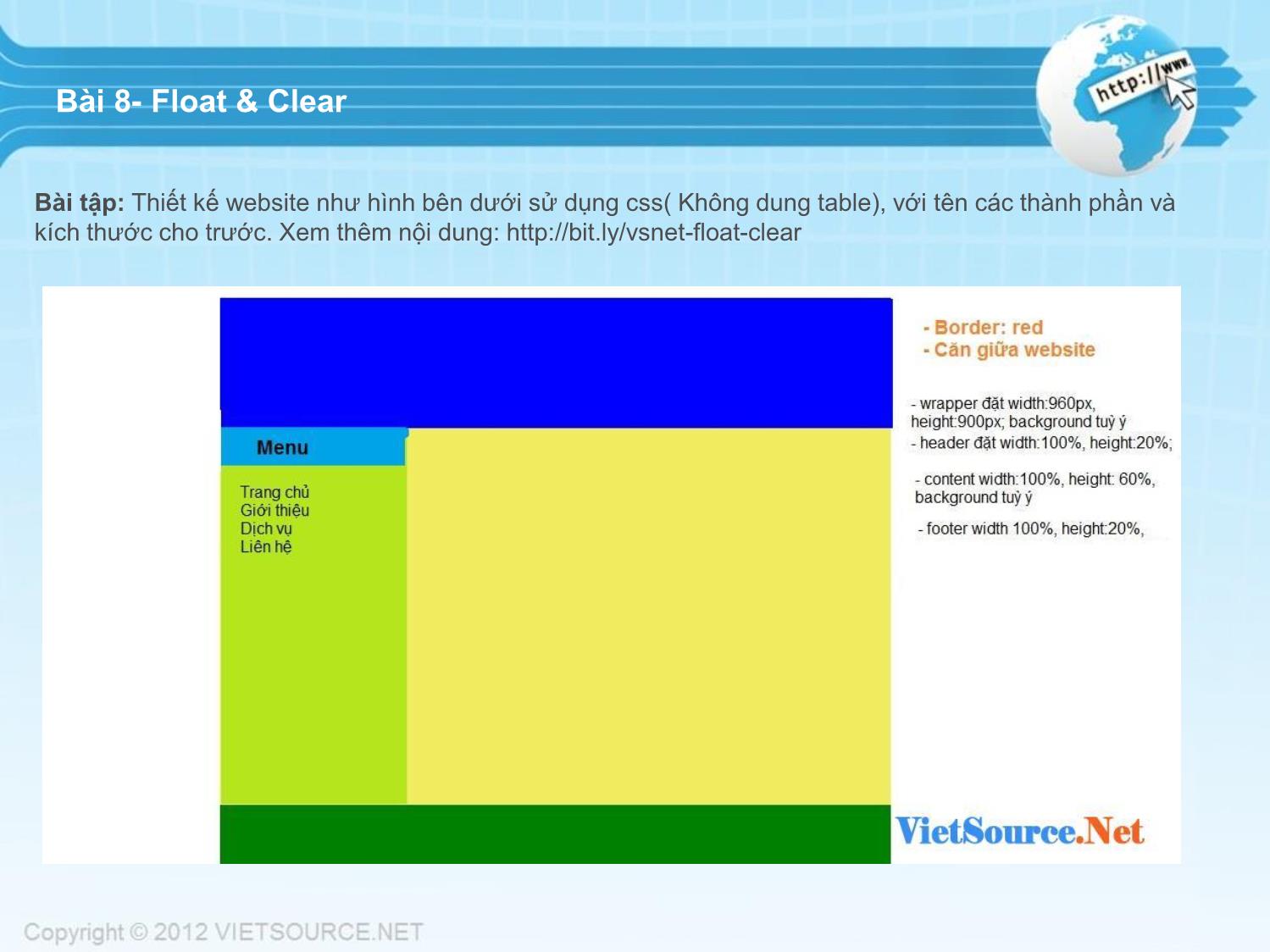 Bài giảng CSS - Bài 8: Float and Clear trang 3