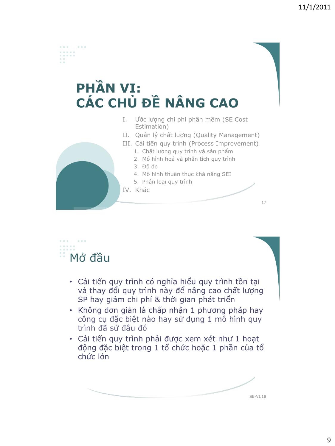 Bài giảng Công nghệ phần mềm - Phần VI: Các chủ đề nâng cao - Vũ Thị Hương Giang trang 9