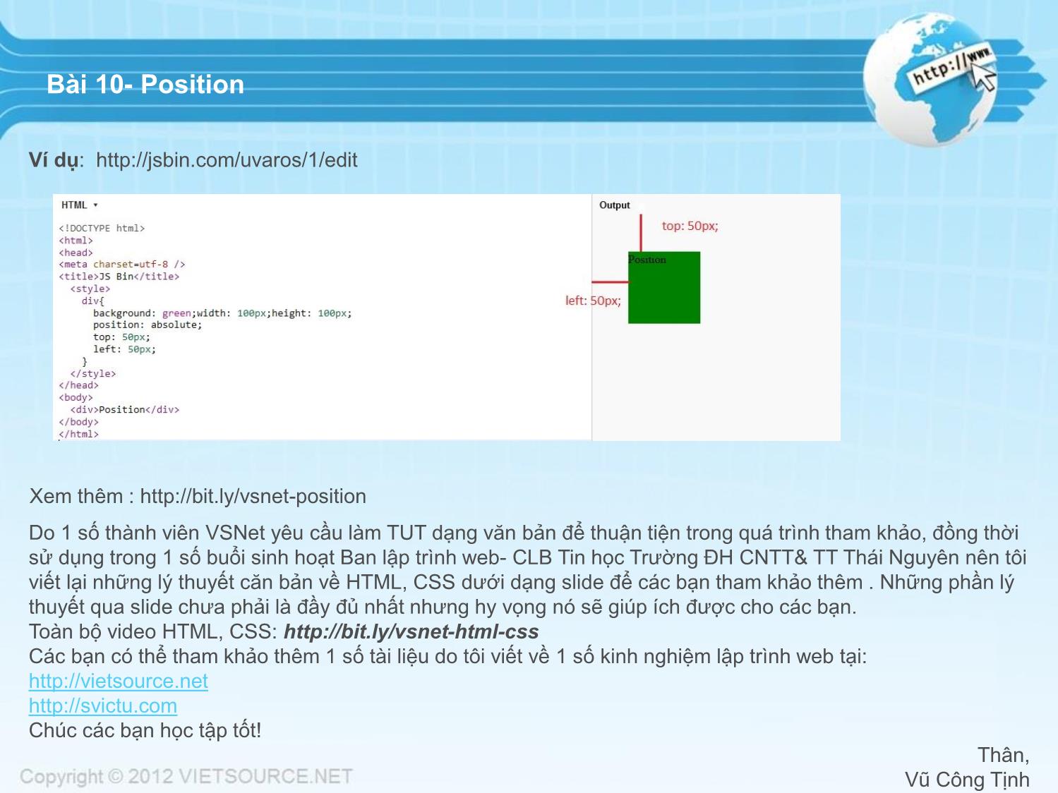 Bài giảng CSS - Bài 10: Position trang 2