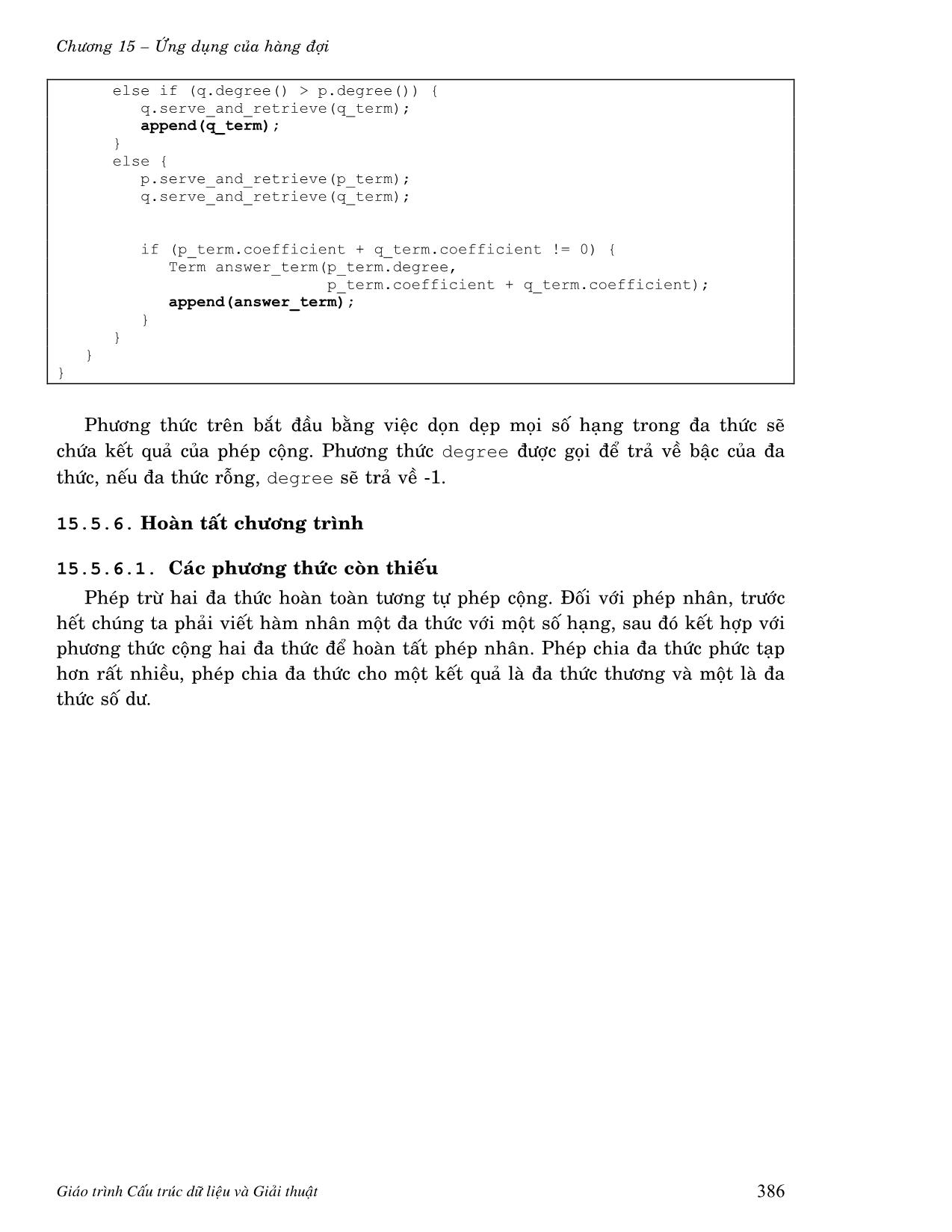 Giáo trình Cấu trúc dữ liệu - Chương 15: Ứng dụng của hàng đợi trang 10