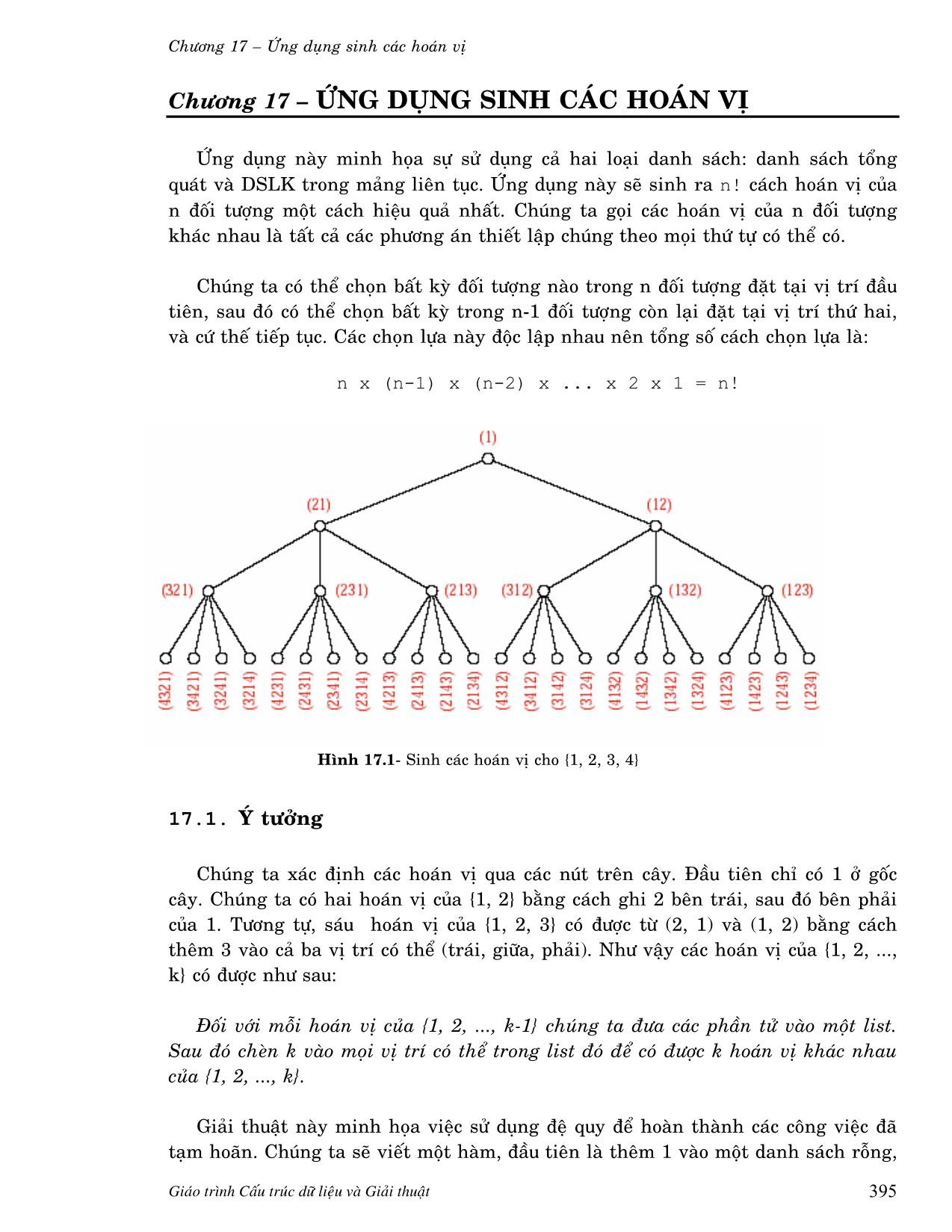 Giáo trình Cấu trúc dữ liệu - Chương 17: Ứng dụng sinh cấc hoán vị trang 1