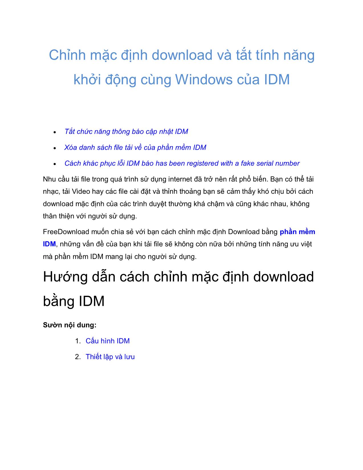 Tài liệu Chỉnh mặc định download và tắt tính năng khởi động cùng Windows của IDM trang 1