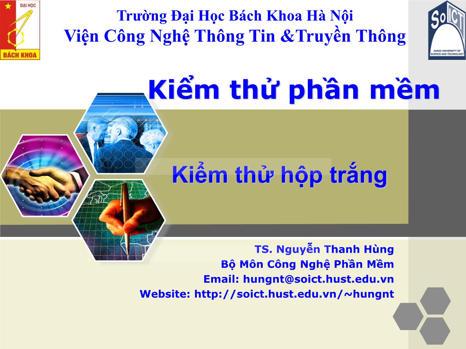 Bài giảng Kiểm thử phần mềm - Chương 3: Kiểm thử hộp trắng - Nguyễn Thanh Hùng trang 1