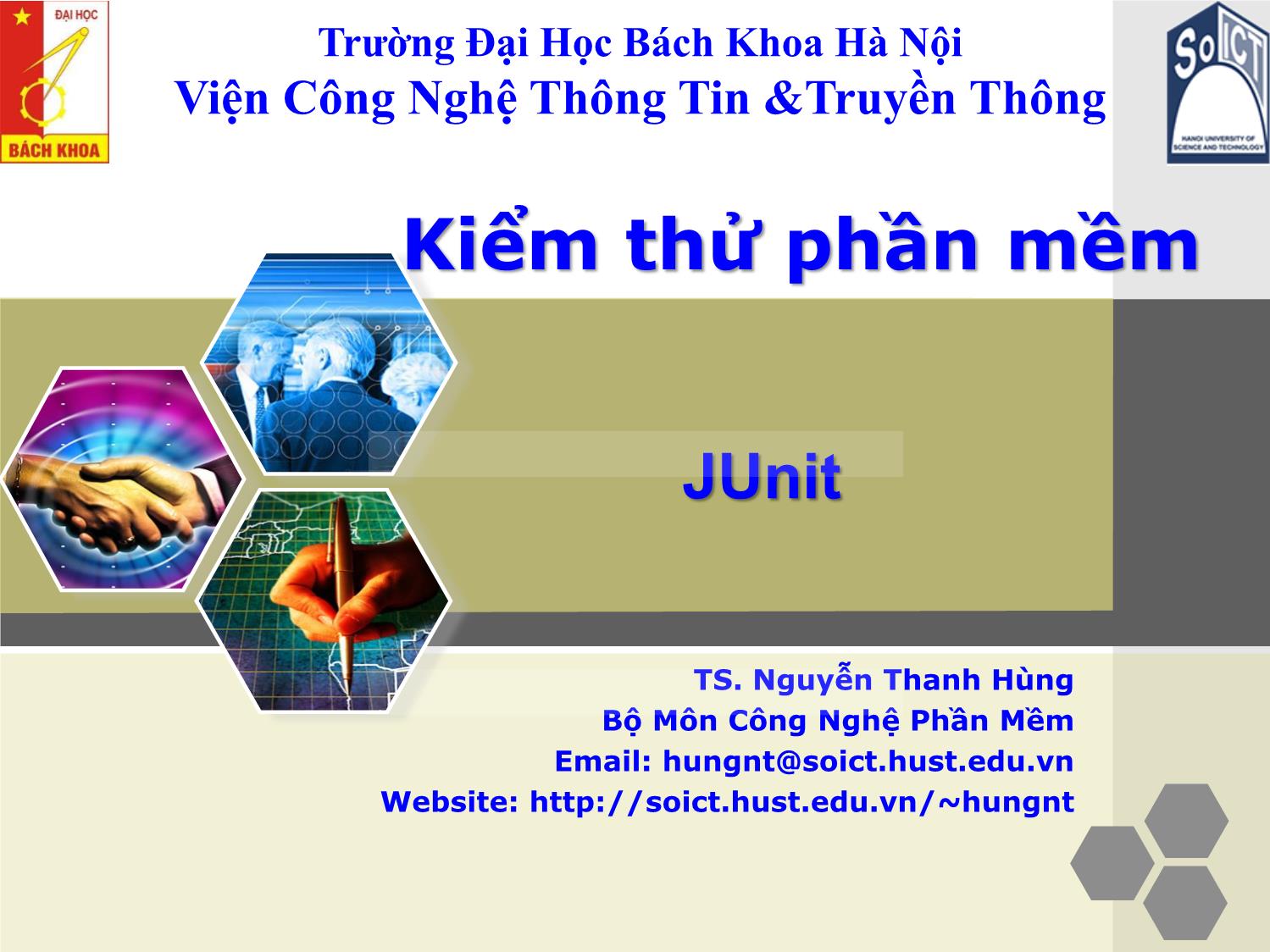 Bài giảng Kiểm thử phần mềm - Chương 5: JUnit - Nguyễn Thanh Hùng trang 1
