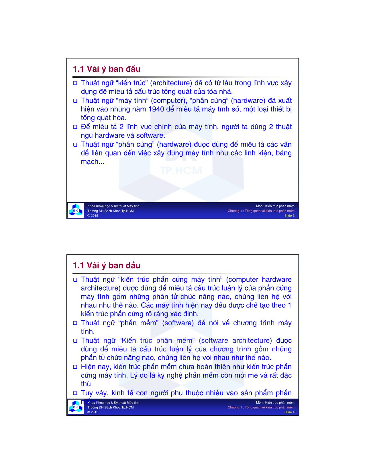 Bài giảng Kiến trúc phần mềm - Chương 1: Tổng quan về kiến trúc phần mềm - Nguyễn Trung Hiệp trang 2