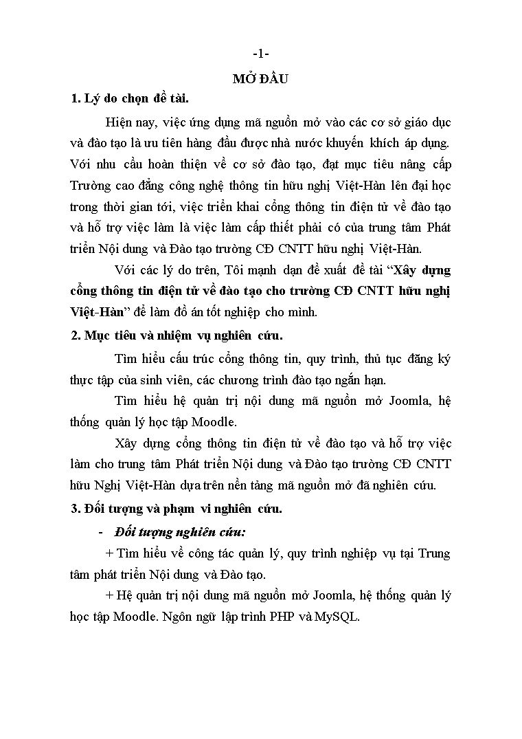 Tóm tắt Đồ án Mạng máy tính - Xây dựng cổng thông tin điện tử về đào tạo cho trường Cao đẳng Công nghệ thông tin hữu nghị Việt Hàn trang 2