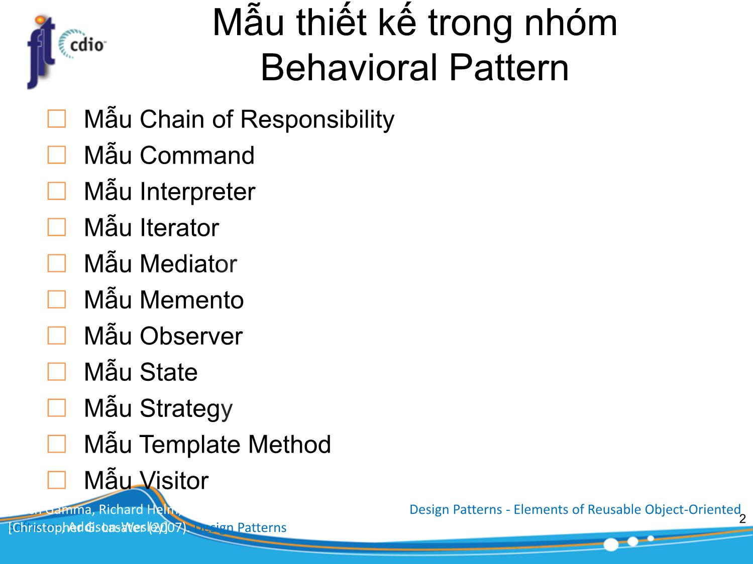 Bài giảng Kiến trúc phần mềm - Chương: Mẫu thiết kế (Phần 2) - Trần Minh Triết trang 2