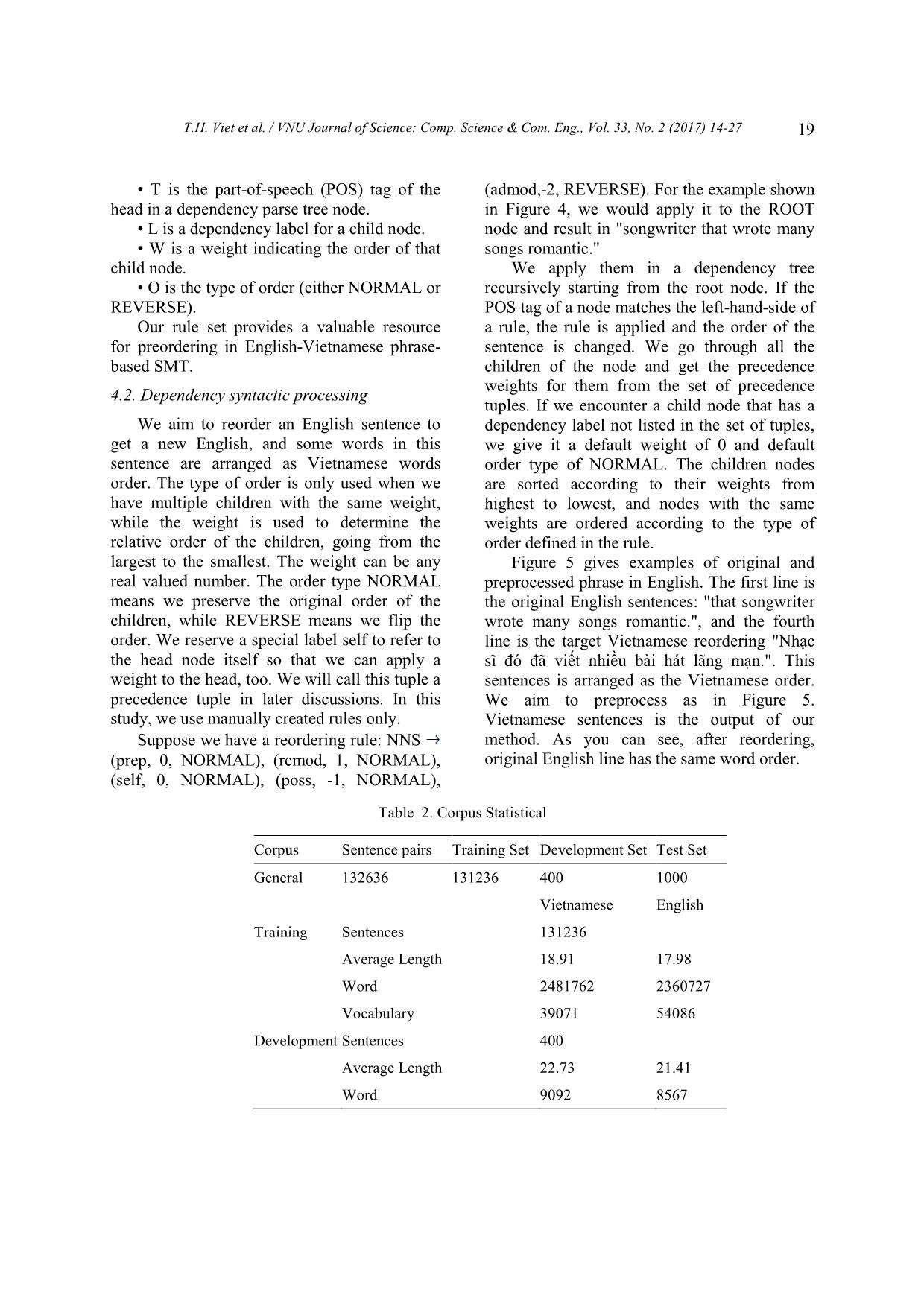 Dependency - Based pre - ordering for English - Vietnamese statistical machine translation trang 6