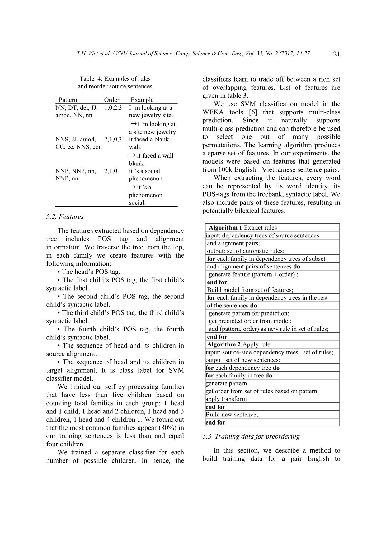 Dependency - Based pre - ordering for English - Vietnamese statistical machine translation trang 8