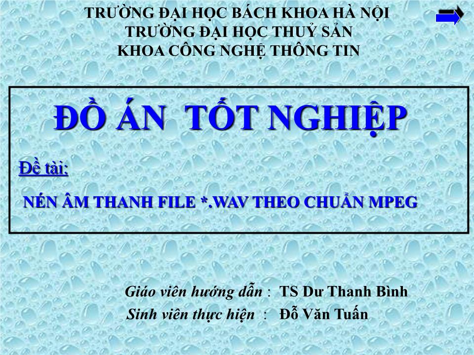 Đồ án Nén âm thanh file .wav theo chuẩn MPEG trang 1