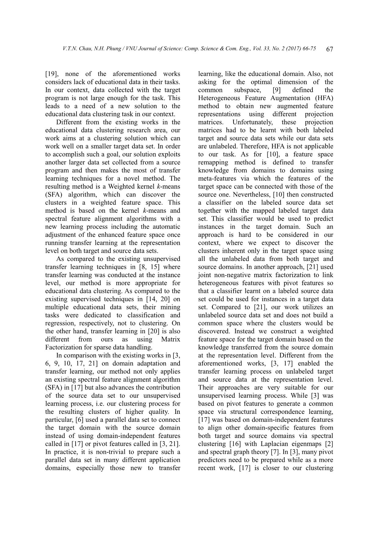 Educational data clustering in a weighted feature space using kernel K-means and transfer learning algorithms trang 2