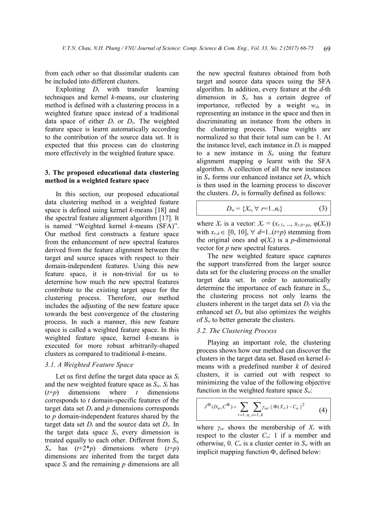 Educational data clustering in a weighted feature space using kernel K-means and transfer learning algorithms trang 4