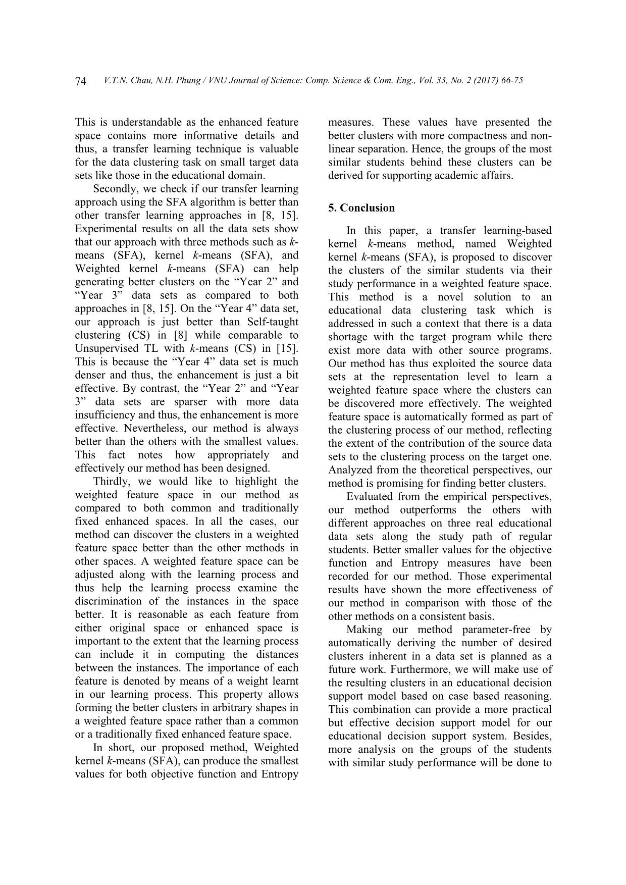 Educational data clustering in a weighted feature space using kernel K-means and transfer learning algorithms trang 9