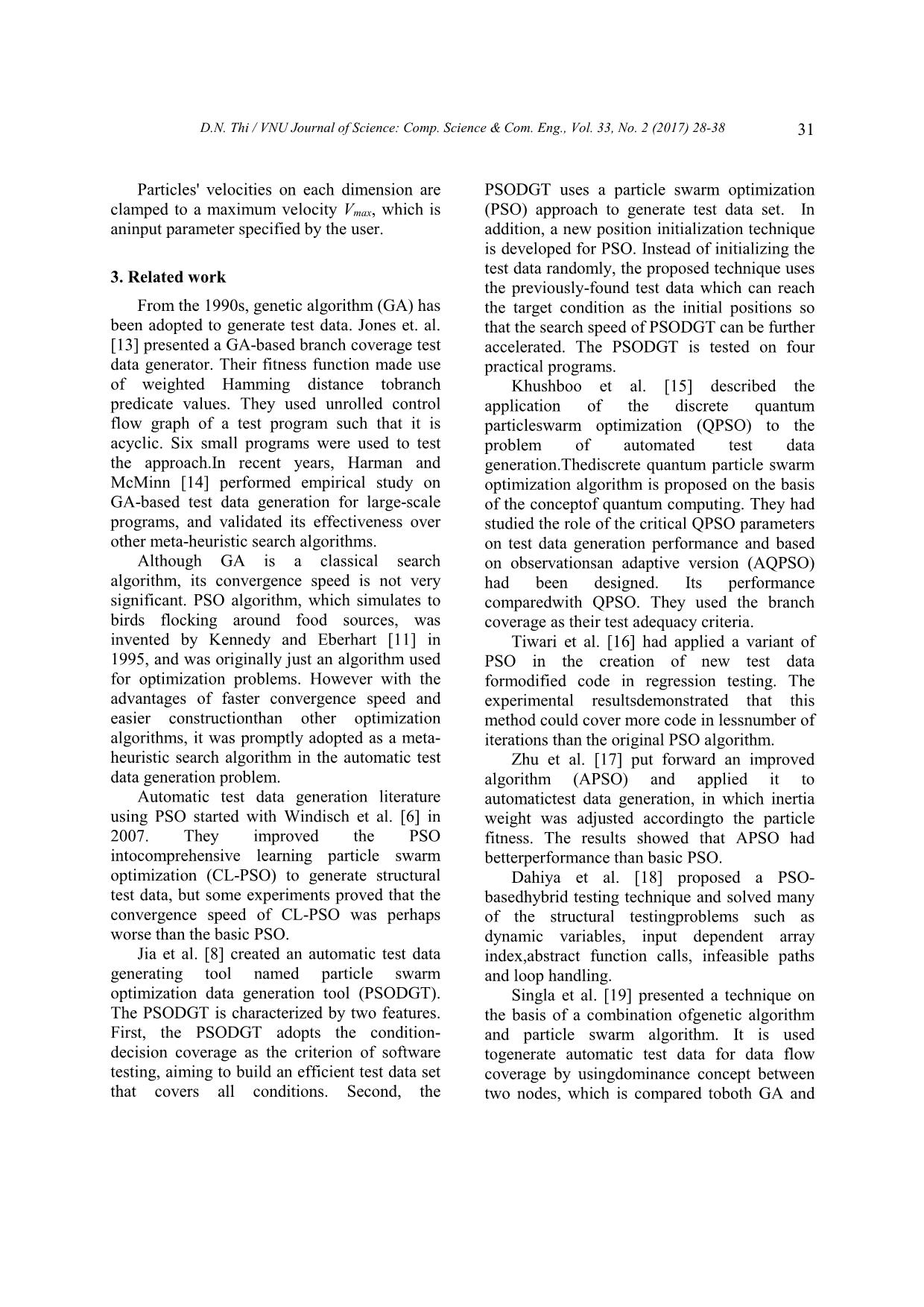 Generating test data for software structural testing using particle swarm optimization trang 4