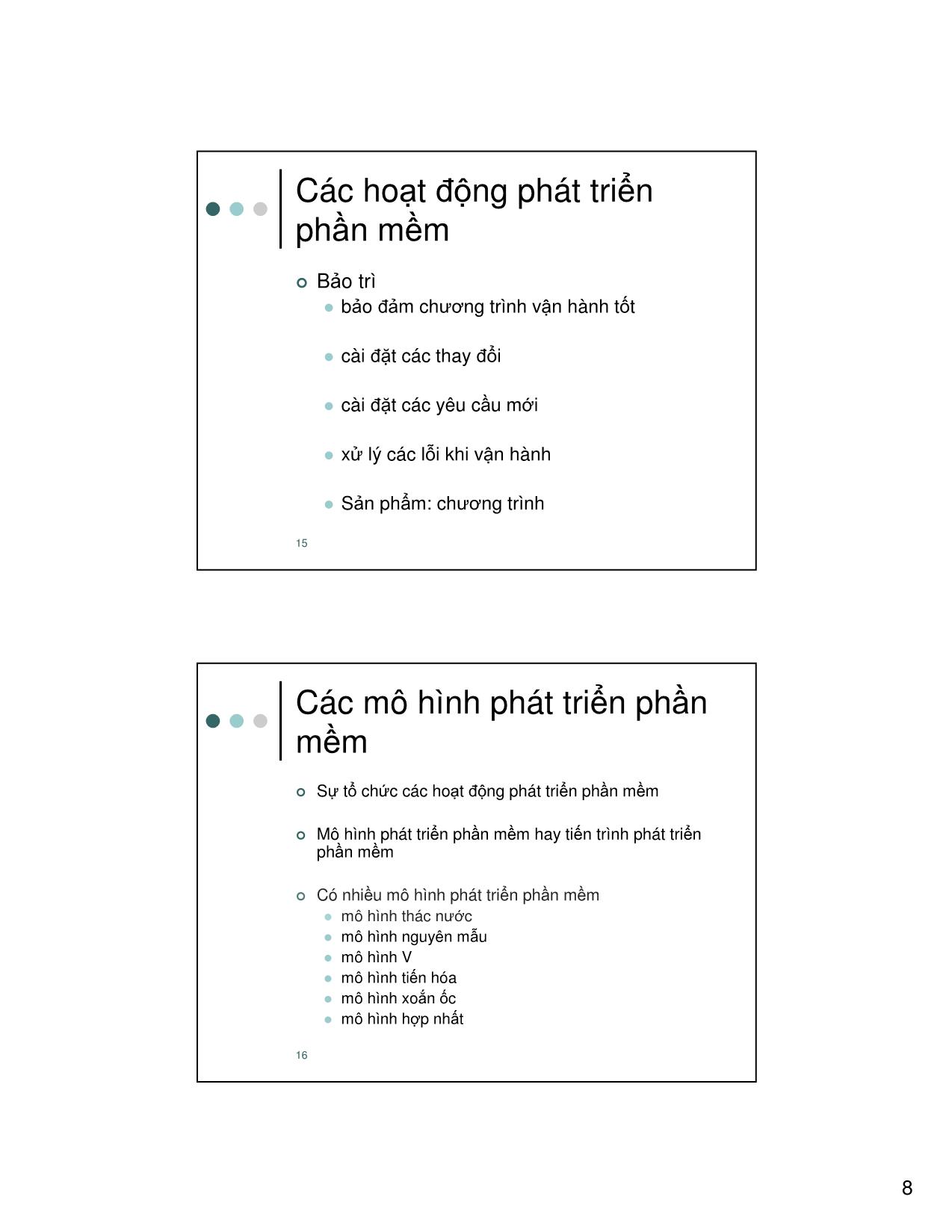 Bài giảng Nhập môn công nghệ phần mềm - Chương 2: Mô hình phát triển - Nguyễn Thanh Bình trang 8