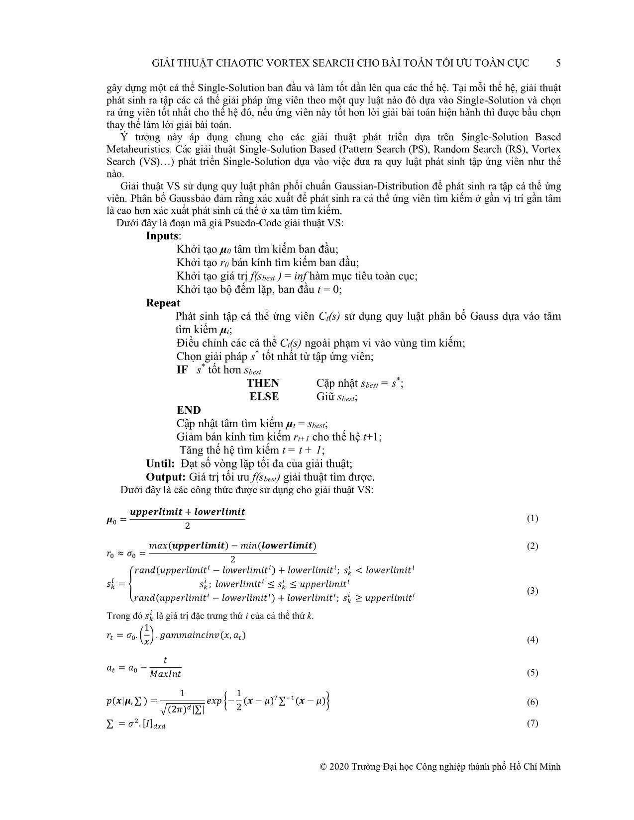Giải thuật Chaotic Vortex Search cho bài toán tối ưu toàn cục trang 3