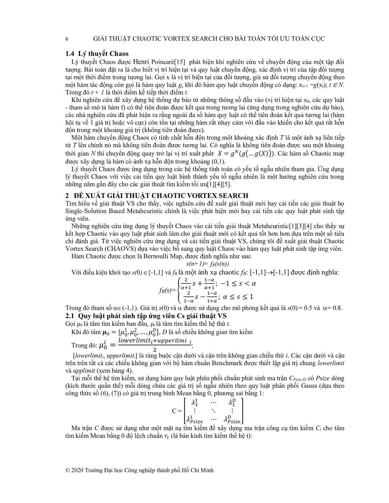 Giải thuật Chaotic Vortex Search cho bài toán tối ưu toàn cục trang 4