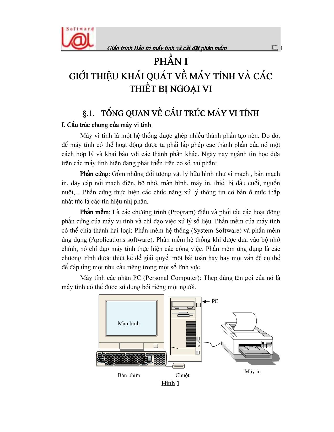 Giáo trình Bảo trì máy tính và cài đặt phần mềm (Phần 1) trang 1