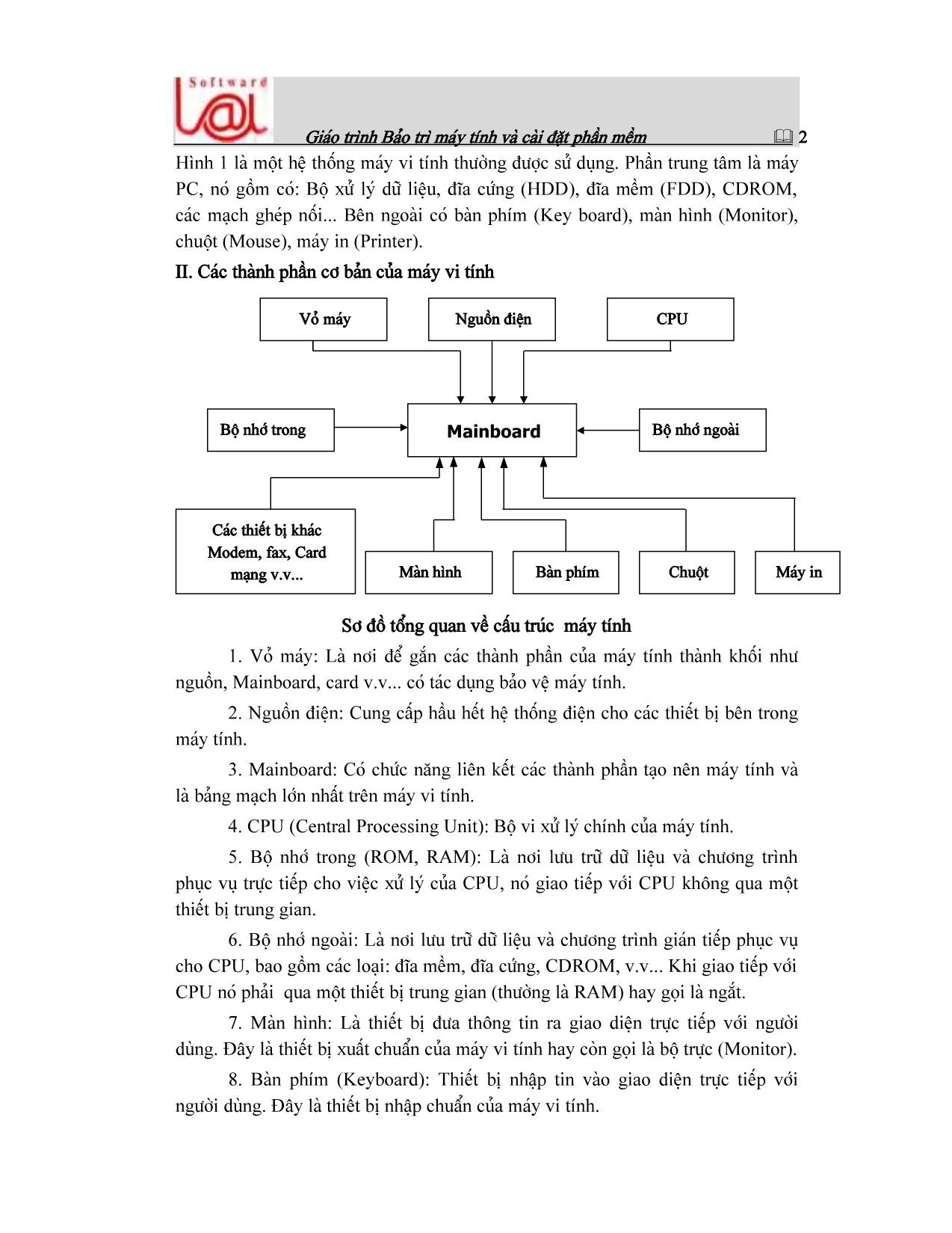 Giáo trình Bảo trì máy tính và cài đặt phần mềm (Phần 1) trang 2