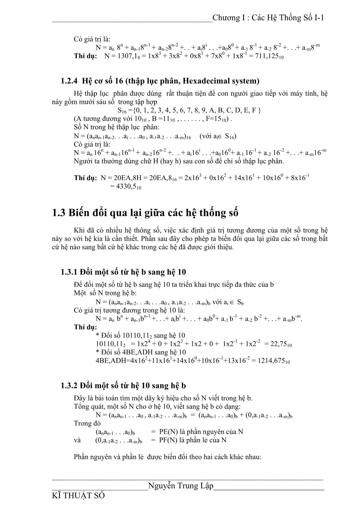 Giáo trình Kỹ thuật số (Phần 1) trang 4