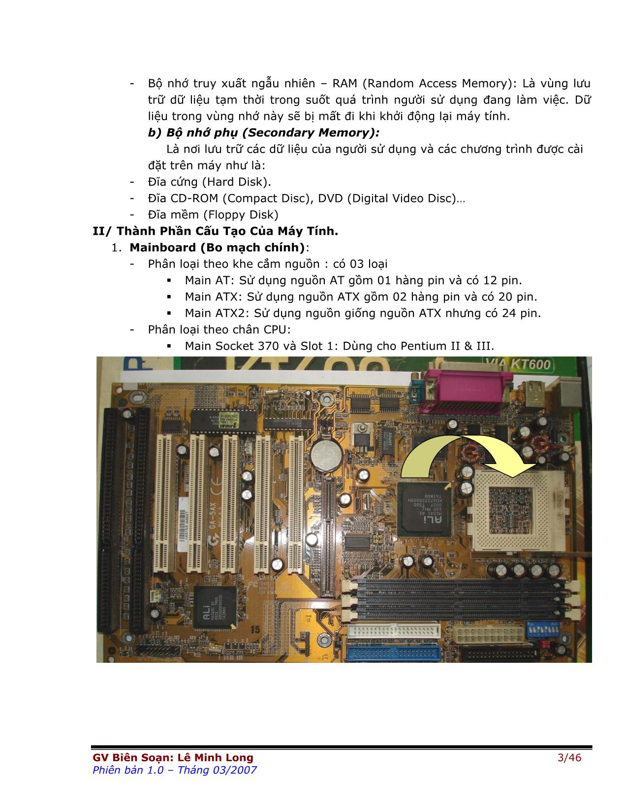 Giáo trình môn Lắp ráp và cài đặt máy tính (Phần 1) trang 3