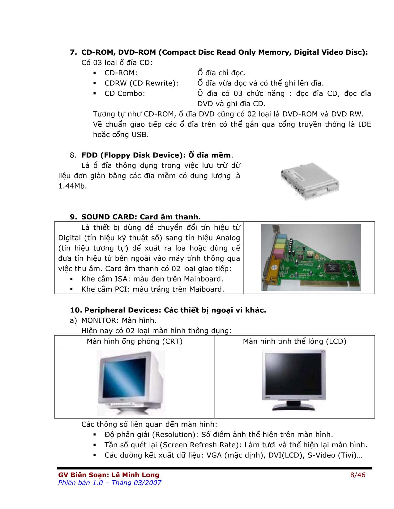 Giáo trình môn Lắp ráp và cài đặt máy tính (Phần 1) trang 8