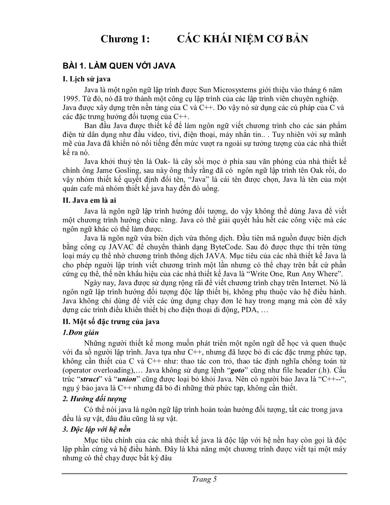 Giáo trình môn Lập trình Java (Phần 1) trang 5