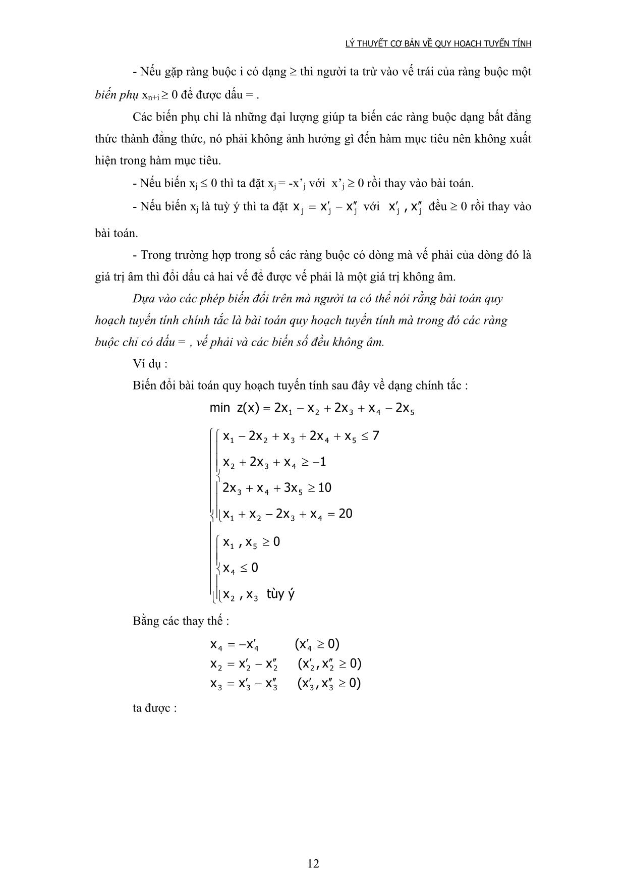 Giáo trình Lý thuyết cơ bản về quy hoạch tuyến tính (Phần 1) trang 10
