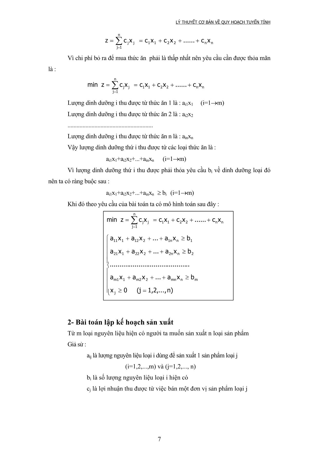 Giáo trình Lý thuyết cơ bản về quy hoạch tuyến tính (Phần 1) trang 5