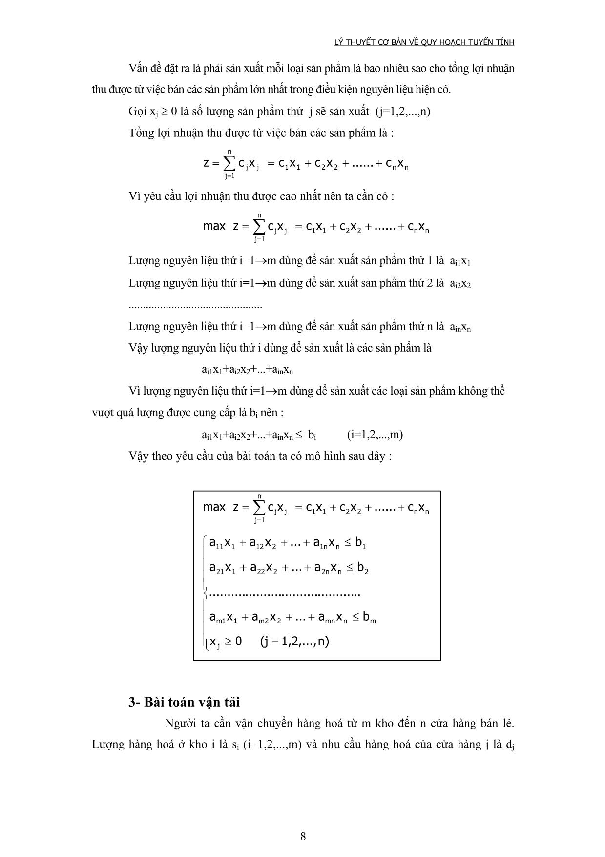 Giáo trình Lý thuyết cơ bản về quy hoạch tuyến tính (Phần 1) trang 6