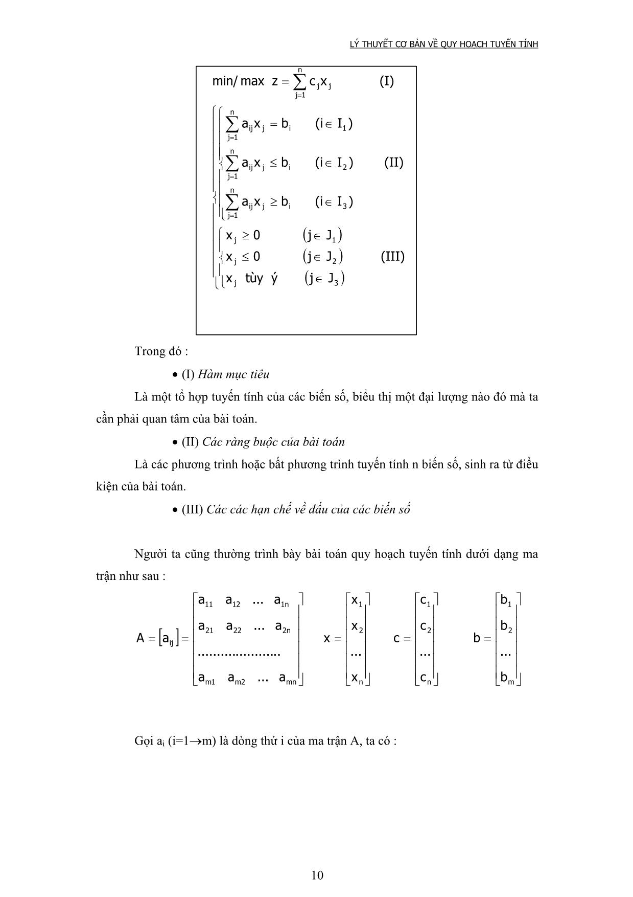 Giáo trình Lý thuyết cơ bản về quy hoạch tuyến tính (Phần 1) trang 8