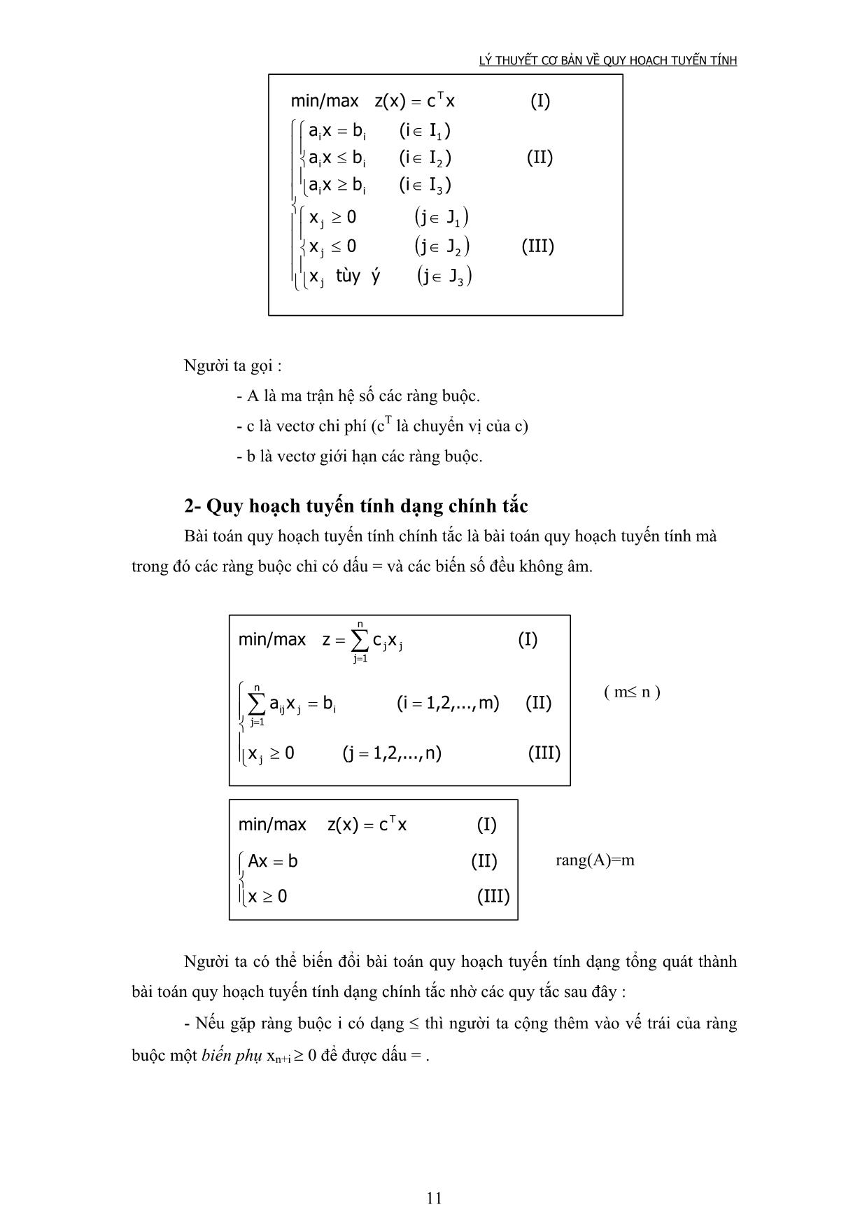 Giáo trình Lý thuyết cơ bản về quy hoạch tuyến tính (Phần 1) trang 9