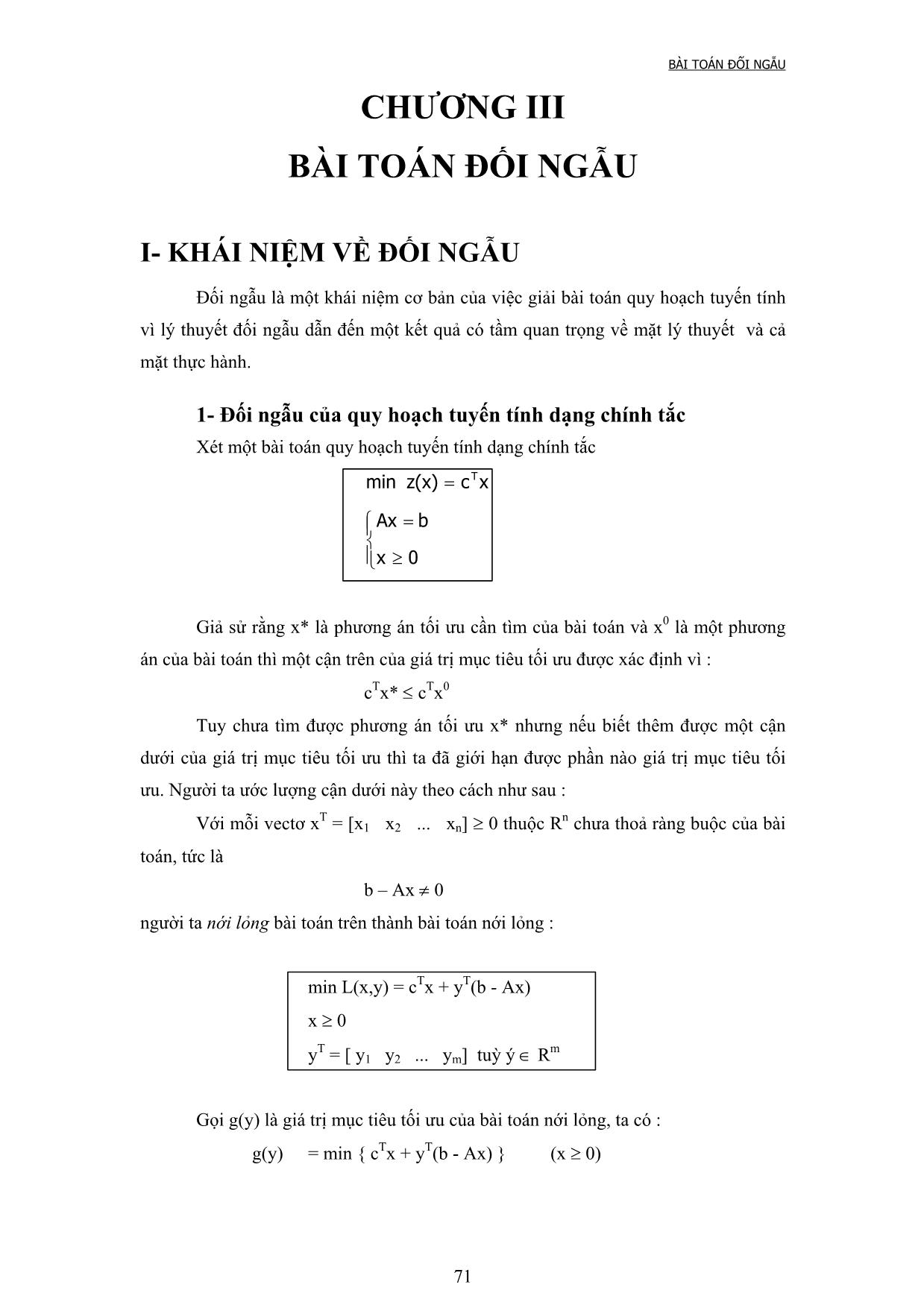 Giáo trình Lý thuyết cơ bản về quy hoạch tuyến tính (Phần 2) trang 3