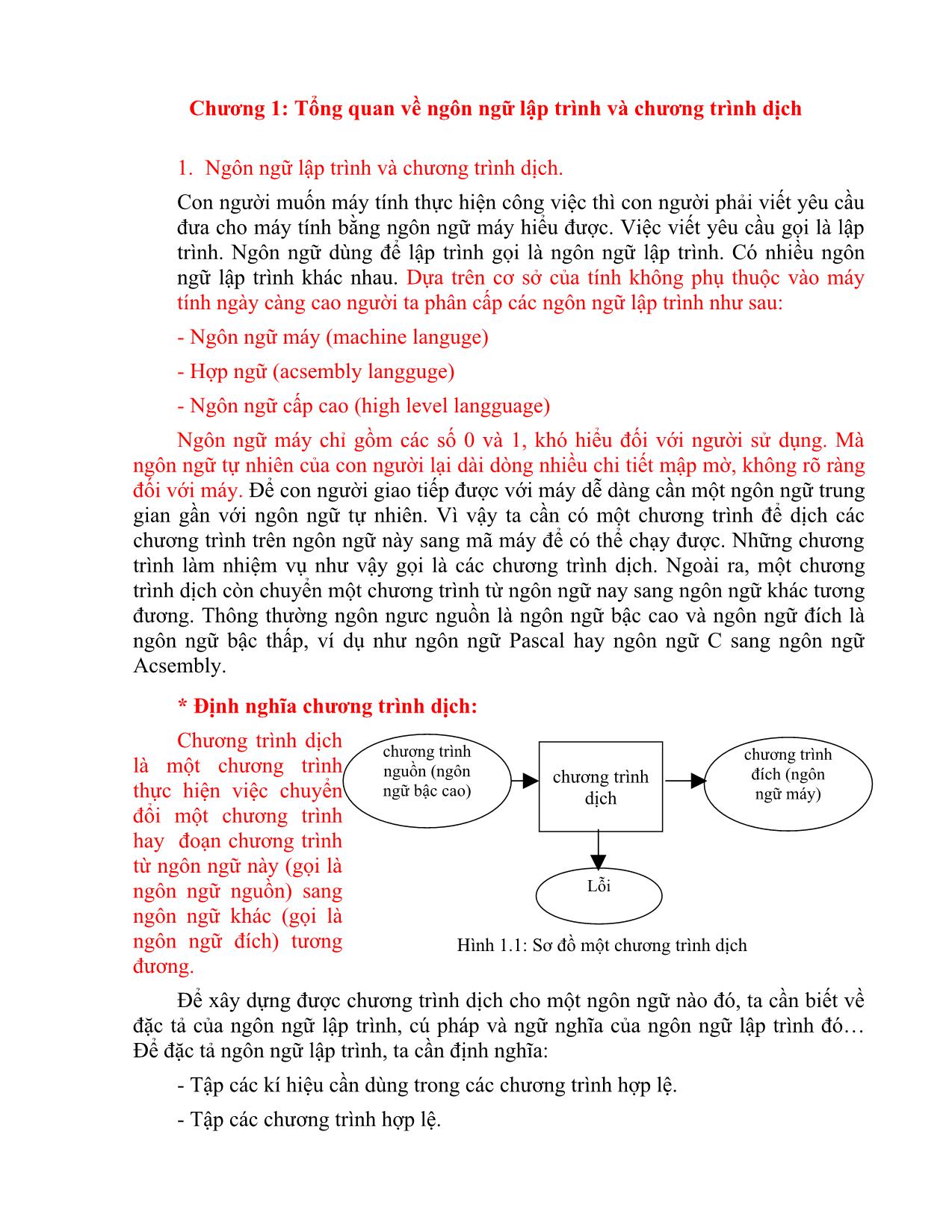 Giáo trình môn Chương trình dịch (Phần 1) trang 5