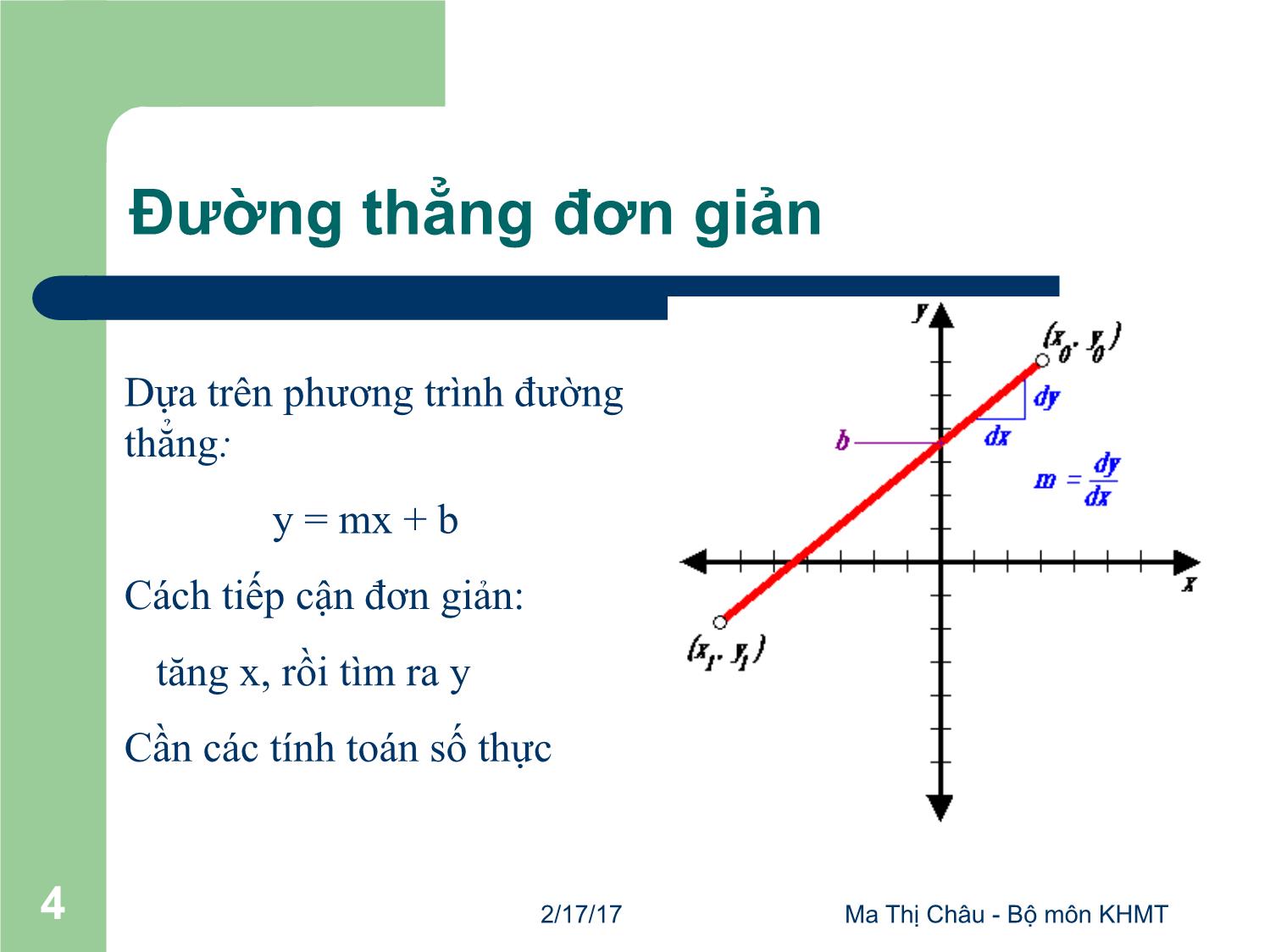 Bài giảng Đồ họa máy tính - Bài: Vẽ đường thẳng và đường tròn - Ma Thị Châu trang 4