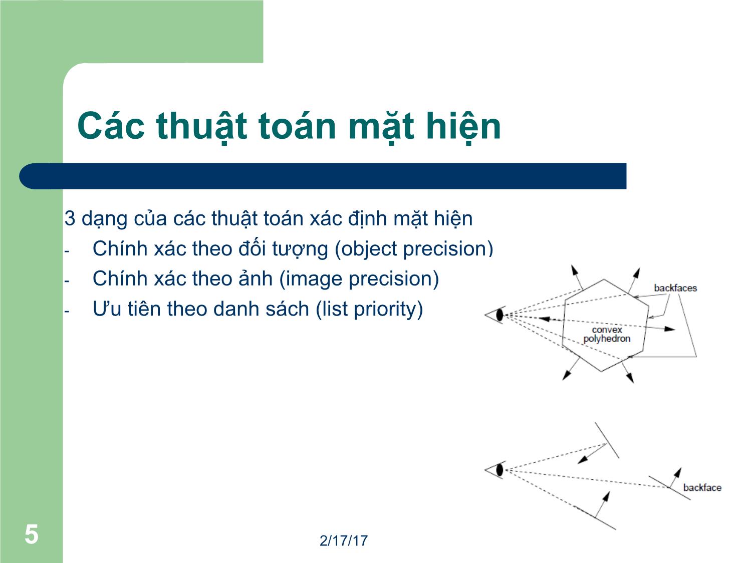 Bài giảng Đồ họa máy tính - Bài: Xác định mặt hiện (Visible surface determination) - Ma Thị Châu trang 5