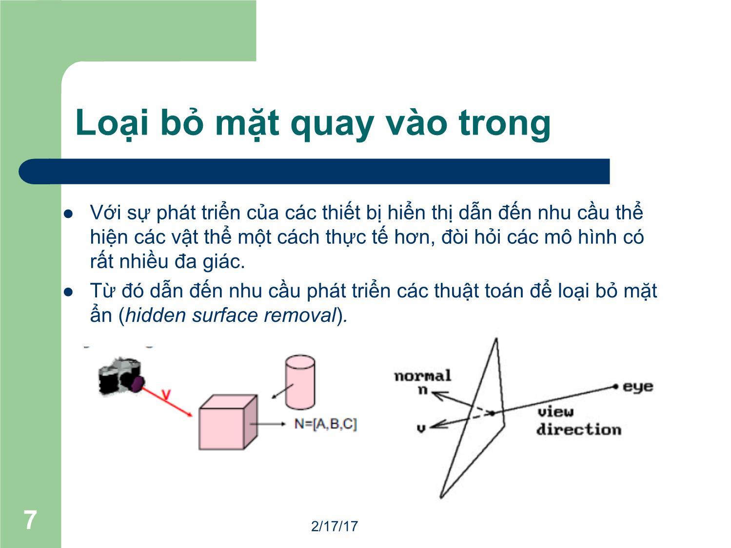 Bài giảng Đồ họa máy tính - Bài: Xác định mặt hiện (Visible surface determination) - Ma Thị Châu trang 7