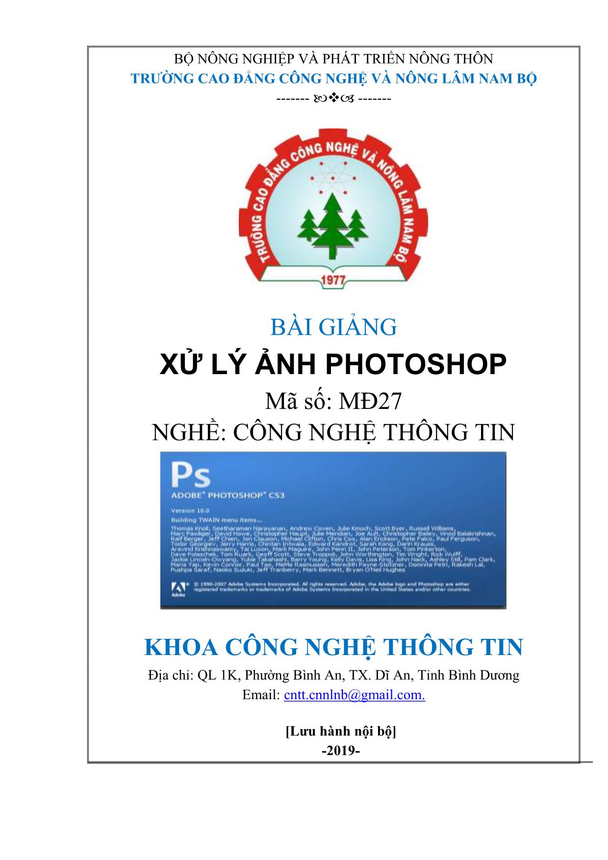 Bài giảng Xử lý ảnh Photoshop trang 1