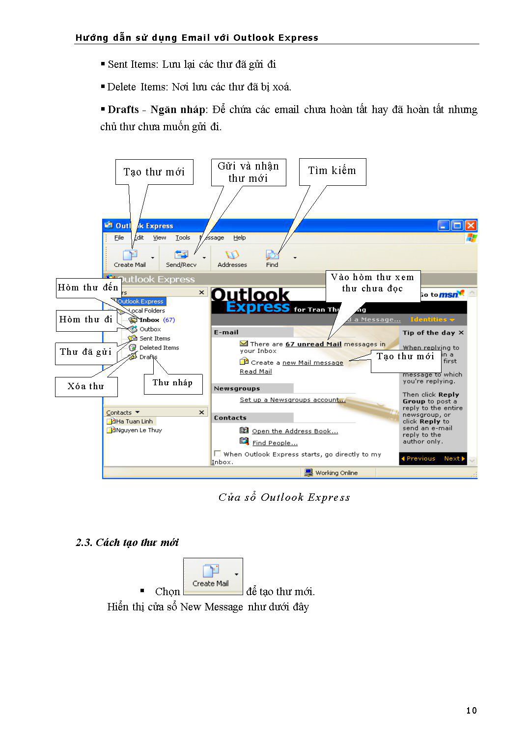 Tài liệu Hướng dẫn sử dụng Email với Outlook Express trang 10