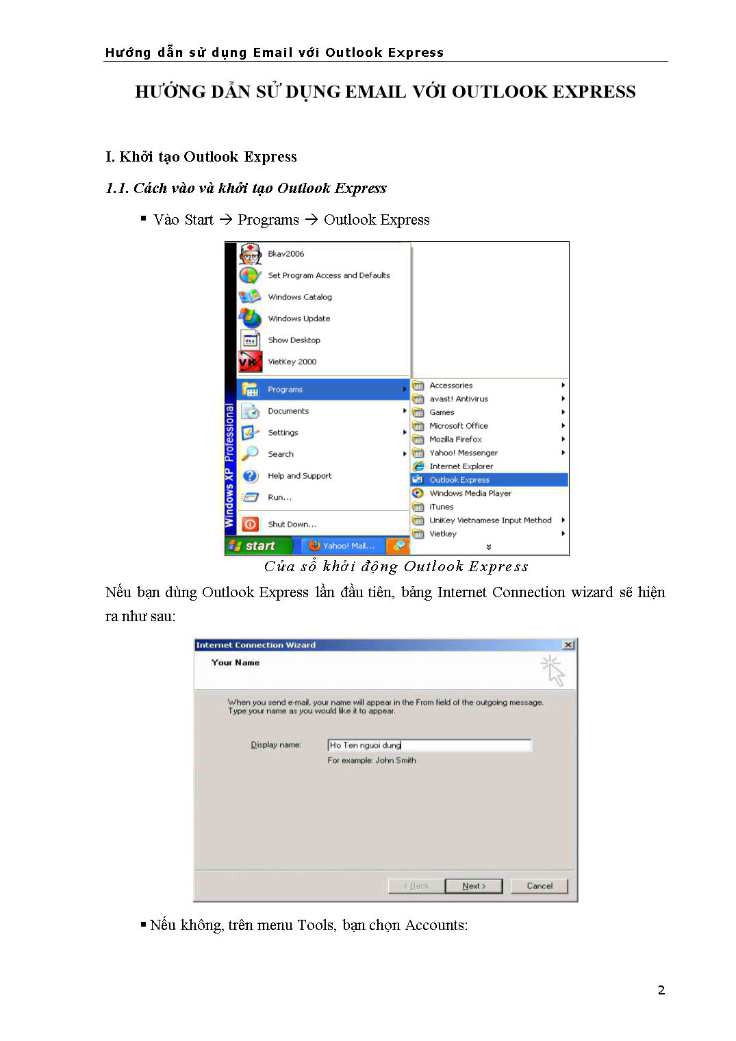 Tài liệu Hướng dẫn sử dụng Email với Outlook Express trang 2