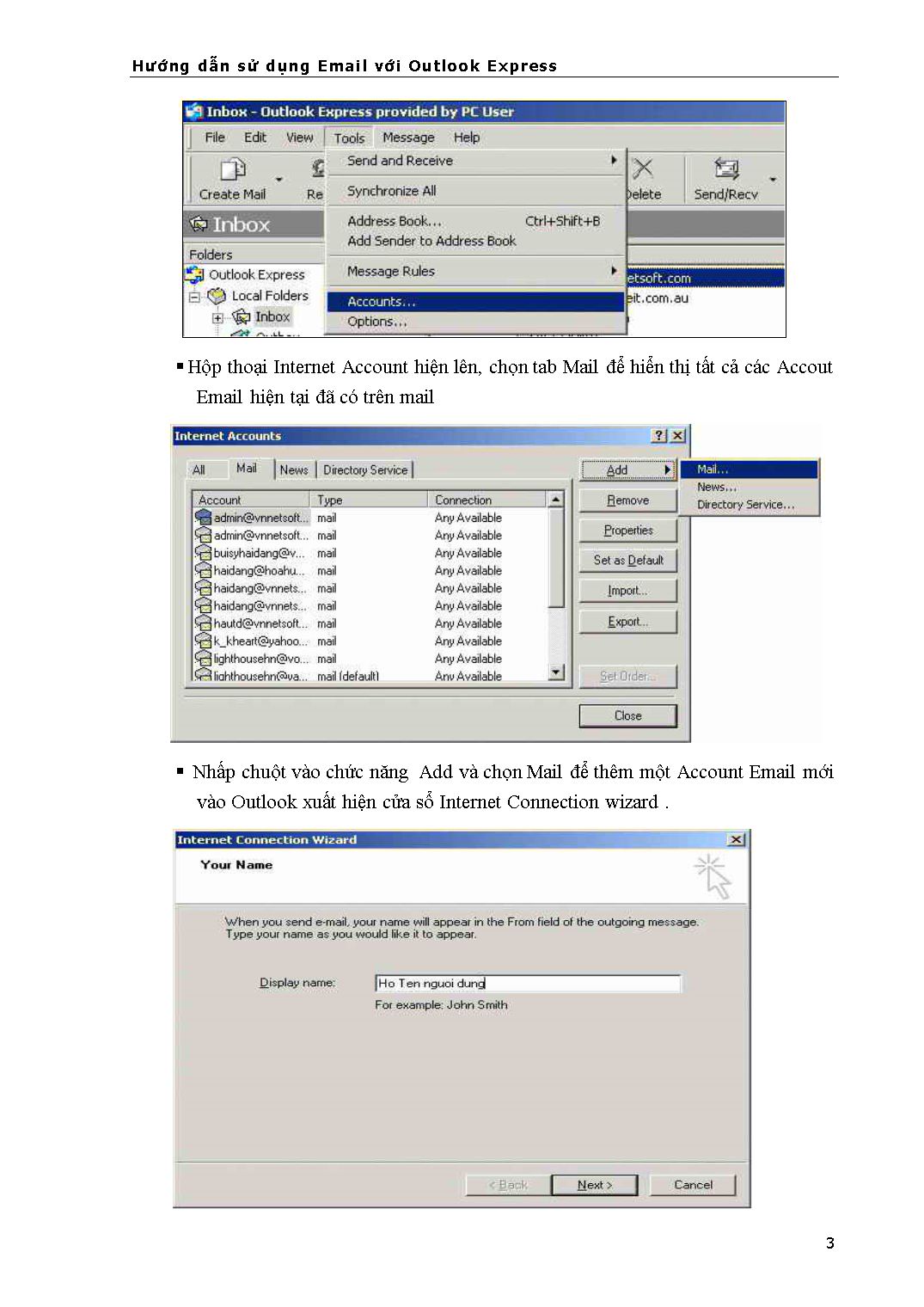 Tài liệu Hướng dẫn sử dụng Email với Outlook Express trang 3
