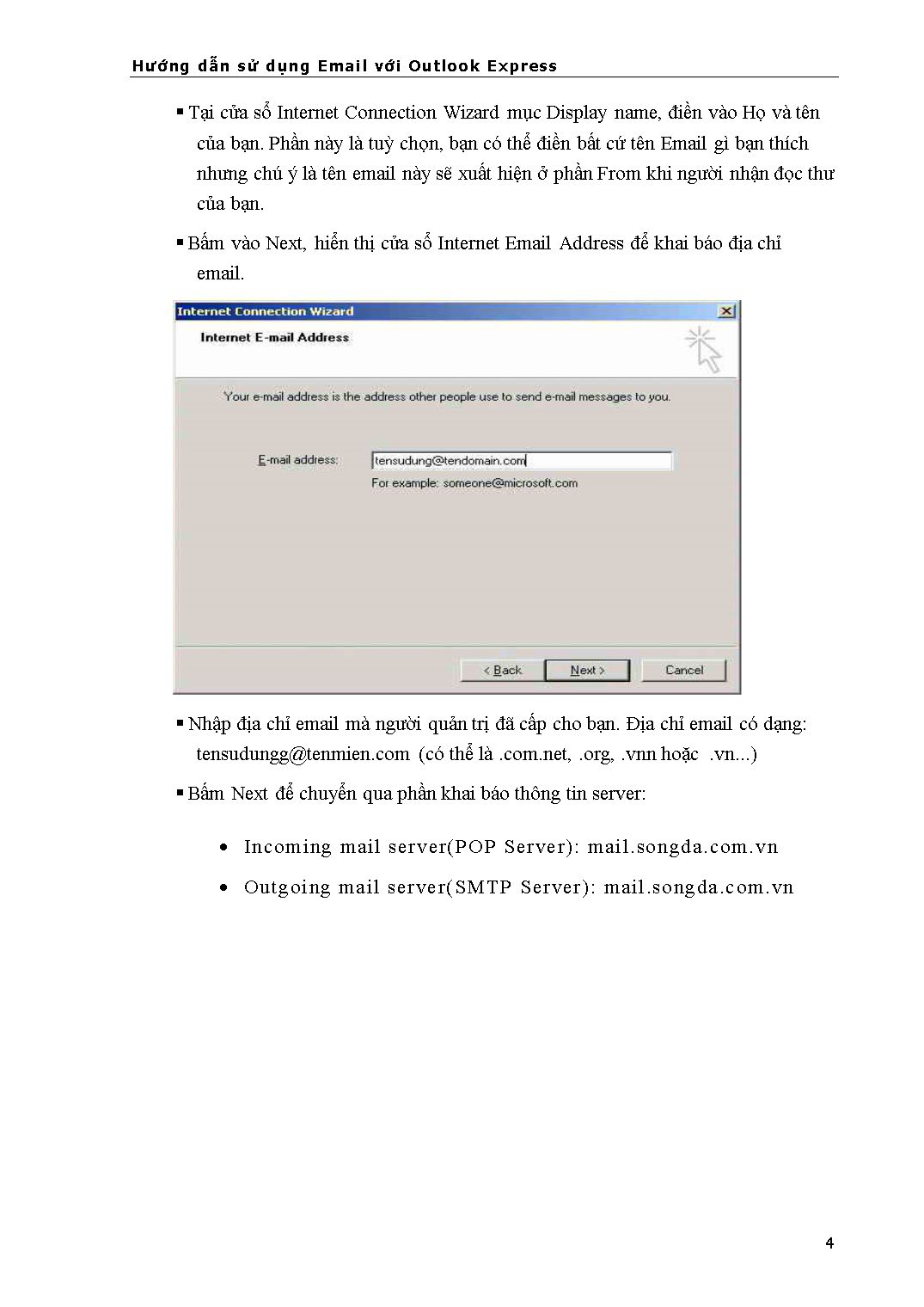 Tài liệu Hướng dẫn sử dụng Email với Outlook Express trang 4