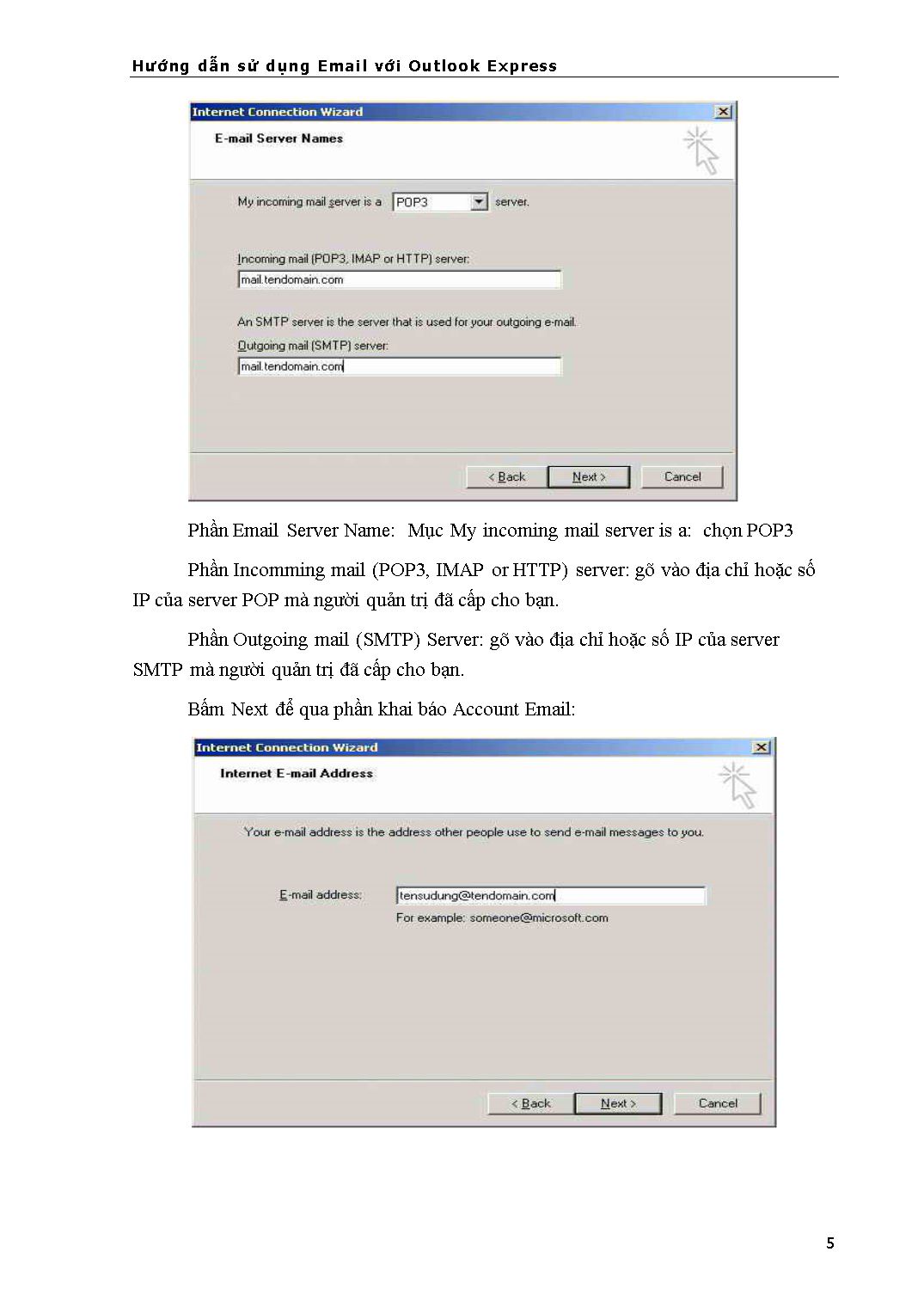 Tài liệu Hướng dẫn sử dụng Email với Outlook Express trang 5