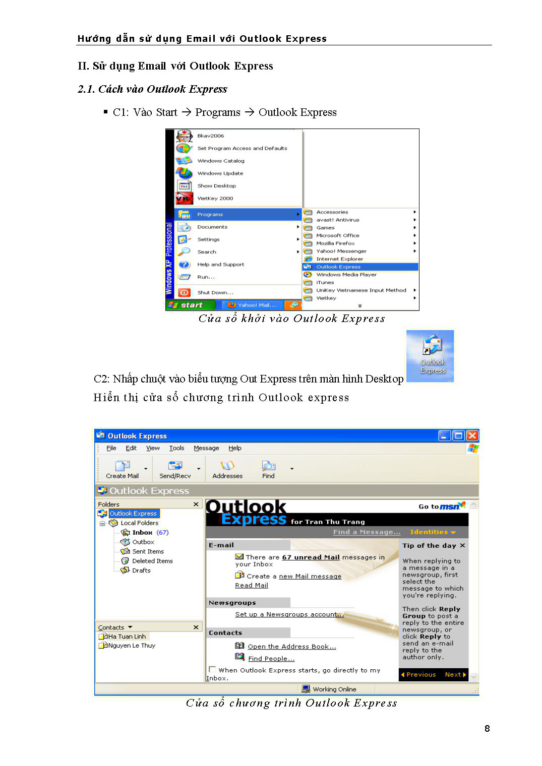 Tài liệu Hướng dẫn sử dụng Email với Outlook Express trang 8